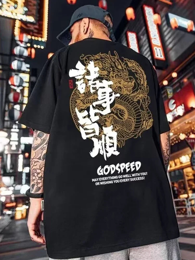 Herren T Shirt, Cooler Drachen-Print | Atmungsaktive Baumwolle, Kurzarm, Freizeit & Streetwear