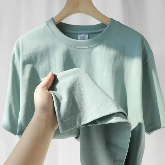 T-Shirt aus reiner Baumwolle mit kurzen Ärmeln, lässiges Basic-Oberteil, Oversized geschnitten.