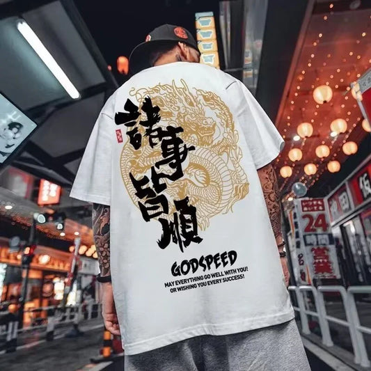 Herren T Shirt, Cooler Drachen-Print | Atmungsaktive Baumwolle, Kurzarm, Freizeit & Streetwear